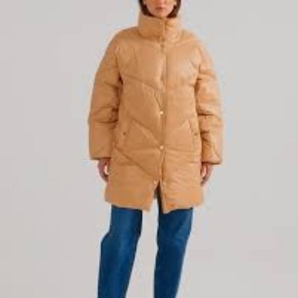 J. Crew Jackets & Blazers - J. Crew Villa Shiny Puffer Coat Made with PrimaLoft in Sand Castle Size S NWT